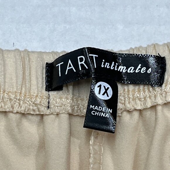 Tart Intimates Set Women 1X Nude Black Contrast Trim Button Down Loungewear Soft - Picture 11 of 11